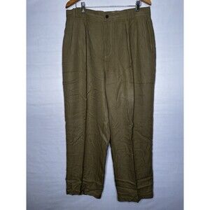 TOMMY BAHAMA Men's 35 100% SILK Khaki Pants‎ Straight Pleated Casual Dress Relax